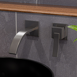ALFI brand AB1256 Single Lever Wallmount Bathroom Faucet Polished & Brushed view 2