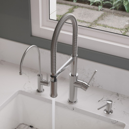 ALFI brand AB2015 Brushed Gooseneck Single Hole Kitchen Faucet view 2