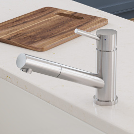 ALFI brand AB2025 Solid Stainless Steel Pull Out Swivel Kitchen Faucet view 2