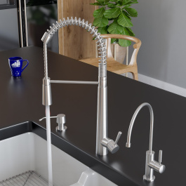ALFI brand AB2039 Solid Stainless Steel Pull Out Commercial Kitchen Faucet view 2