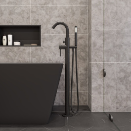 Alfi brand AB2534 Floor Mount Tub Filler with Shower Head Polished/Brushed view 2