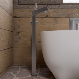ALFI brand AB2728 Floor Mounted Tub Filler + Mixer Hand Held Shower Head view 2