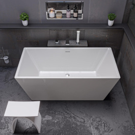 ALFI brand AB8833 59 Inch White Rectangular Free Standing Soaking Bathtub view 2