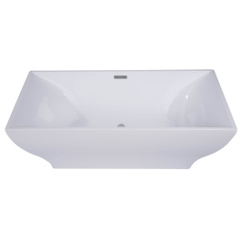 ALFI brand AB8840 67 Inch White Rectangular Acrylic Free Standing Soaking Bathtub view 2