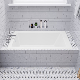 ALFI brand AB9933S White Resin Solid Surface 59" Rectangular Drop In Bathtub view 2