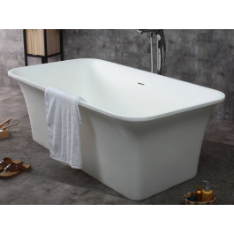 ALFI brand AB9942 67" White Rectangular Solid Surface Smooth Resin Soaking Bathtub view 2