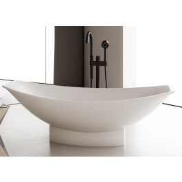 ALFI brand AB9991 White Matte 71" Solid Surface Resin Free Standing Hammock Style Bathtub view 2