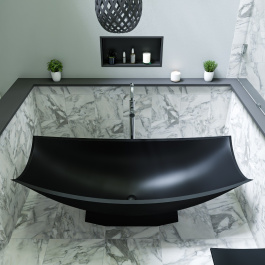 ALFI brand AB9992BM Black Matte 71" Solid Surface Resin Free Standing Hammock Style Bathtub view 2