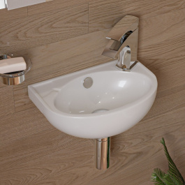 ALFI brand ABC118 White 14" Small Wall Mounted Ceramic Sink with Faucet Hole view 2