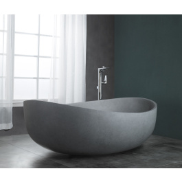 ALFI brand ABCO63TUB 63" Solid Concrete Gray Matte Oval Bathtub view 2