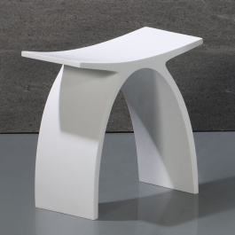 ALFI brand ABST77 Arched White Matte Solid Surface Resin Bathroom / Shower Stool view 2