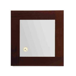 Antonio Miro Square Mirror with Iroko Wood Frame and Built-in Clock view 2