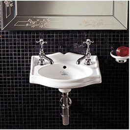 Whitehaus AR035-C White Porcelain Rectangular Wall Mount Bathroom Basin Sink view 2