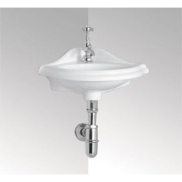 Whitehaus AR036 White Porcelain Corner Single Bowl Bathroom Wash Basin view 2