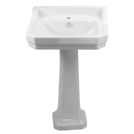 Whitehaus B112M-P Pedestal Sink with Integrated Rectangular Bowl and Overflow view 2
