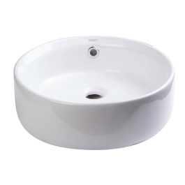 EAGO BA129 16'' Above Mount White Round Porcelain Bathroom Sink w/ Overflow view 2
