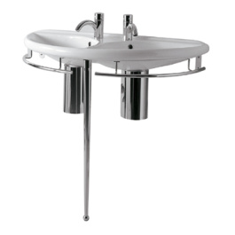 Whitehaus ECO64-ESU04-WH Semi-Circular Double Bowl Console with Leg Support view 2