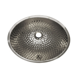 Whitehaus WH608ABM Oval Ball Pein Hammered Textured Undermount Basin view 2