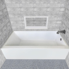Whitehaus WHAB6030-L-WH Alcove Soaking Bathtub With Drain Hole Options view 2