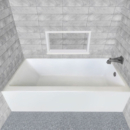 Whitehaus WHAB6030-R-WH Alcove Soaking Bathtub With Drain Hole Options view 2