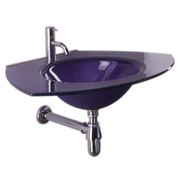 Whitehaus WHECOLOOM Trapezoidal Glass Counter Top with an Integrated Round Basin view 2