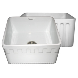 Whitehaus WHFLATN2018 20" Reversible Fireclay Farmhouse Kitchen Sink view 2
