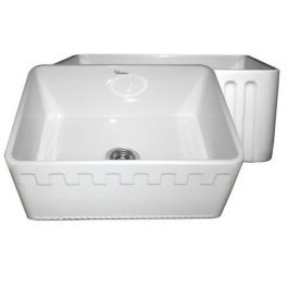 Whitehaus WHFLATN2418 24" Reversible Fireclay Farmhouse Kitchen Sink view 2