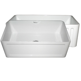 Whitehaus WHFLCON3018 Concave or Fluted Reversible Fireclay Farm Apron Sink view 2
