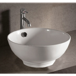 Whitehaus WHKN1051 White Ceramic Round Above Mount Bathroom Sink Basin view 2