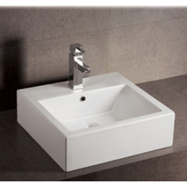 Whitehaus WHKN1059 Ceramic Rectangular Above Mount Bathroom Sink Basin view 2