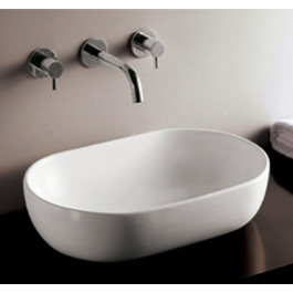 Whitehaus WHKN1080 White Ceramic Oval Above Mount Bathroom Sink Basin view 2