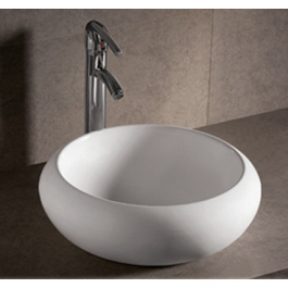 Whitehaus WHKN1090 White Ceramic Round Above Mount Bathroom Sink Basin view 2