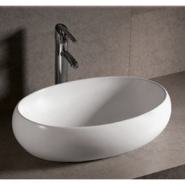 Whitehaus WHKN1091 White Ceramic Oval Above Mount Bathroom Sink Basin view 2