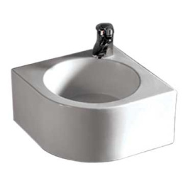 Whitehaus WHKN1094 Isabella Corner Square Wall Mount Single Hole Basin Sink view 2