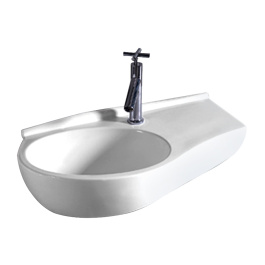 Whitehaus WHKN1120 Isabella Curved Shape Wall Mount Basin with Integrated Oval Bowl view 2