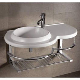 Whitehaus WHKN1125 Ceramic Wall Mount Bath Basin with Integrated Towel Bar view 2