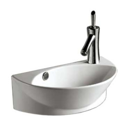 Whitehaus WHKN1131 Isabella Half Oval Wall Mount White Porcelain Sink view 2