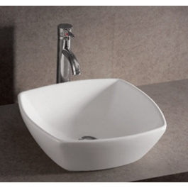 Whitehaus WHKN4019 White Ceramic Square Above Mount Bathroom Sink Basin view 2