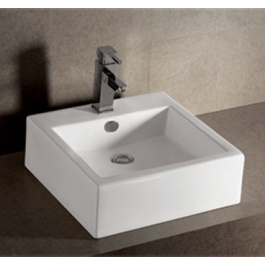 Whitehaus WHKN4051 Ceramic Square Above Mount Isabella Bathroom Sink Basin view 2