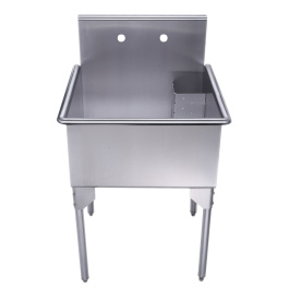 Whitehaus WHLS2424-NP 24" Brushed Stainless Steel Freestanding Utility Sink view 2