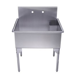 Whitehaus WHLS3024-NP 30" Brushed Stainless Steel Freestanding Utility Sink view 2