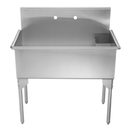 Whitehaus WHLS3618-NP 36" Brushed Stainless Steel Freestanding Utility Sink view 2