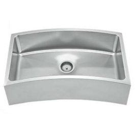 Whitehaus WHNAPCV3218 Stainless Steel 32'' Single Curve Apron Kitchen Sink view 2