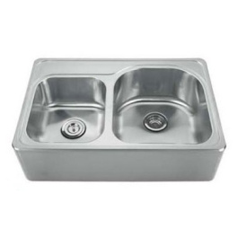 Whitehaus WHNAPD3322 Stainless Steel 33'' Double Bowl Apron Drop-in Kitchen view 2