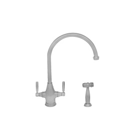 Whitehaus WHQN-34650-PN Queenhaus Dual Handle Gooseneck Faucet with Side Spray view 2