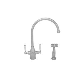 Whitehaus WHQNP-34650-PN Queenhaus Dual Porcelain Lever Handles Faucet with Side Spray view 2