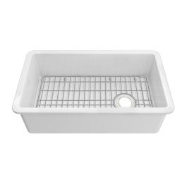 Whitehaus WHUF3119 Undermount Fireclay Kitchen Sinks with Stainless Steel Grid view 2
