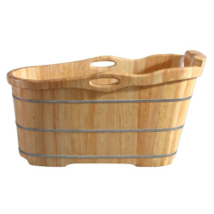 ALFI brand AB1187 57" Free Standing Wood Soaking Bathtub with Headrest