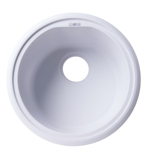 ALFI brand AB1717DI-W White 17" Drop-In Round Granite Kitchen Prep Sink