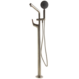 ALFI brand AB2758-BN Floor Mounted Brass Tub Filler + Mixer in Brushed Nickel